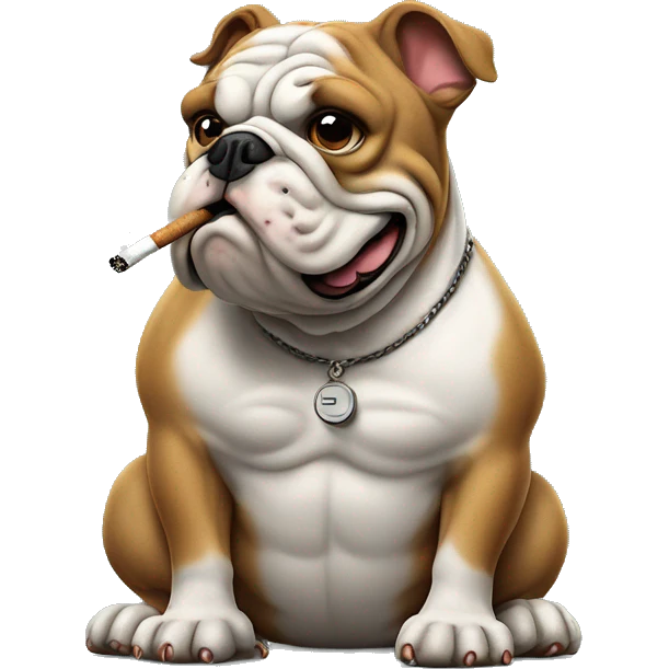 Bulldog smoking a cigarette ￼ emoji