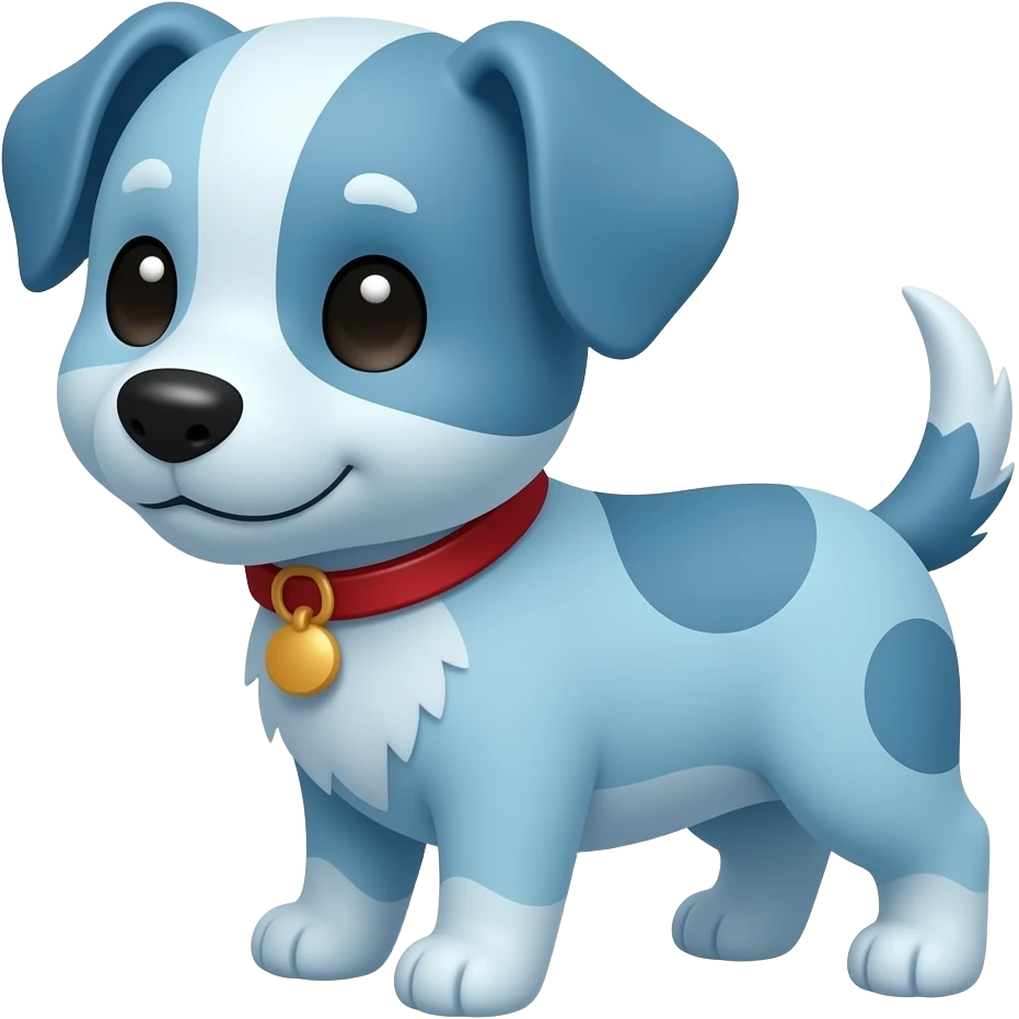 A cute little blue dog emoji