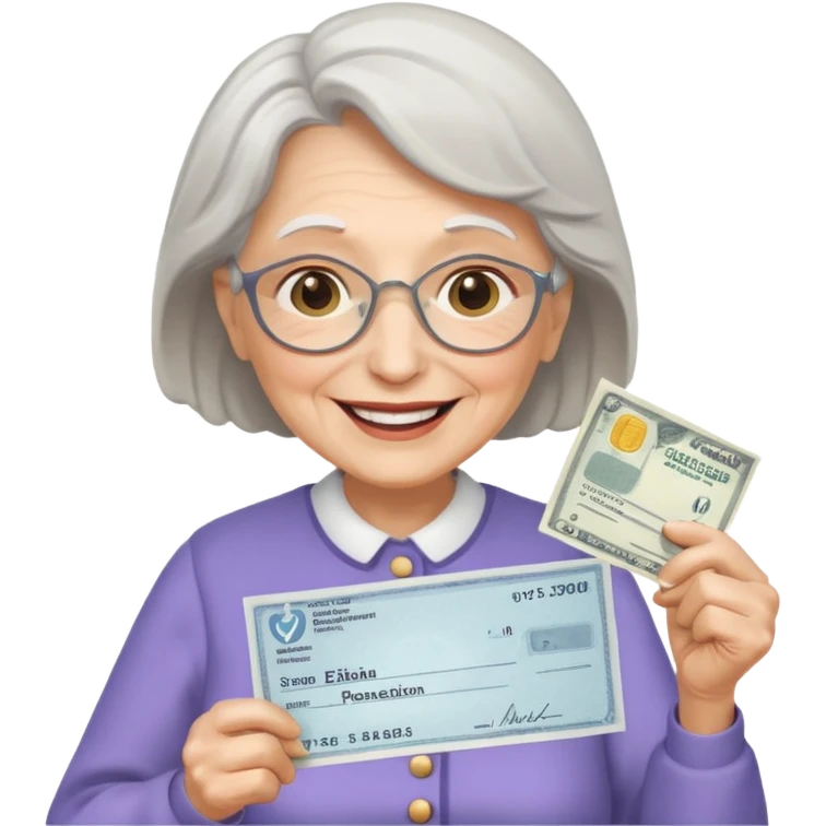 сгенерируй пожилая женщина получает пенсию emoji