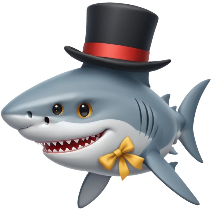 Shark with a top hat emoji