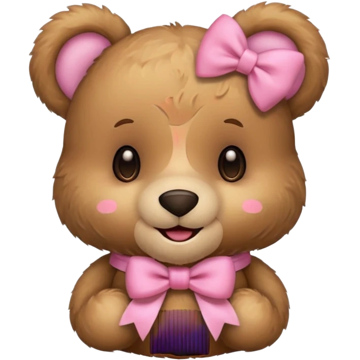 Cute teddy bear with a pink bow. emoji