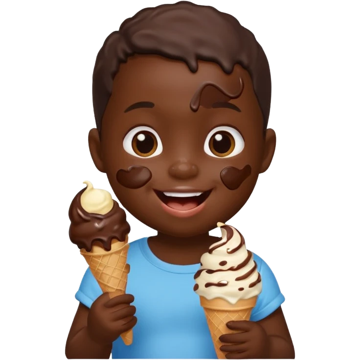 a little black sitting baby, eat ice cream emoji