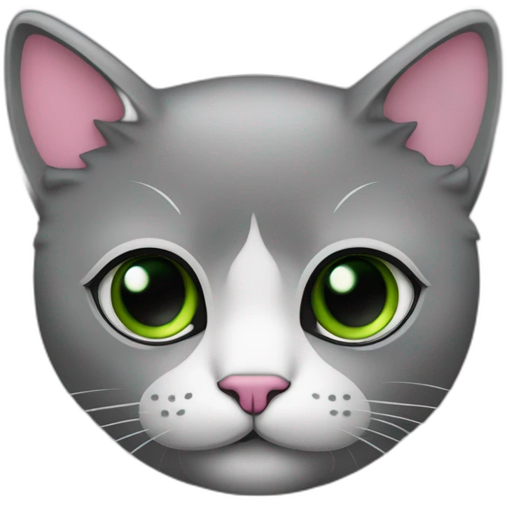 gata gris oscuro con collar rosa y ojos verdes emoji