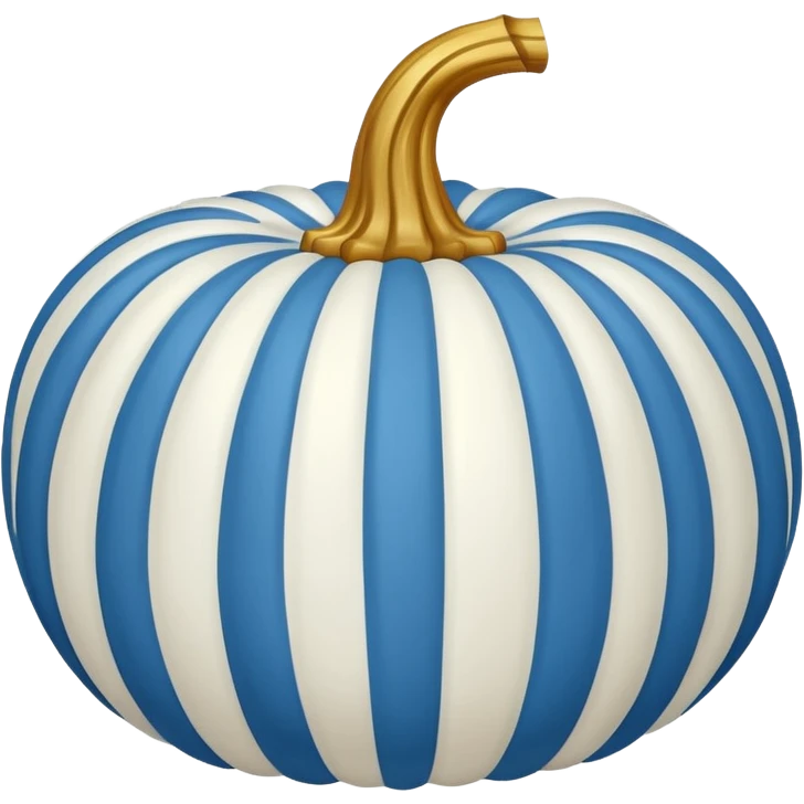 Blue and white  toile pumpkin with gold stem  emoji