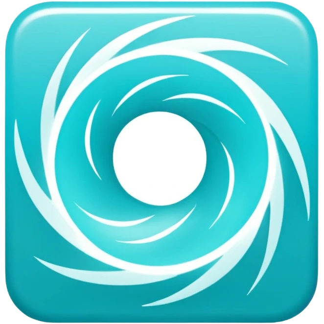 a Tiny compressed Stylized light-turquoise whirlwind wind symbol inside a gradient white square icon, light turquoise borders emoji