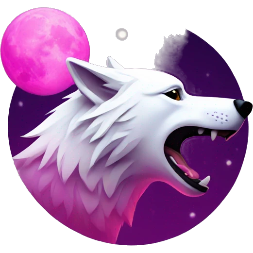white wolf howling at the magenta moon emoji