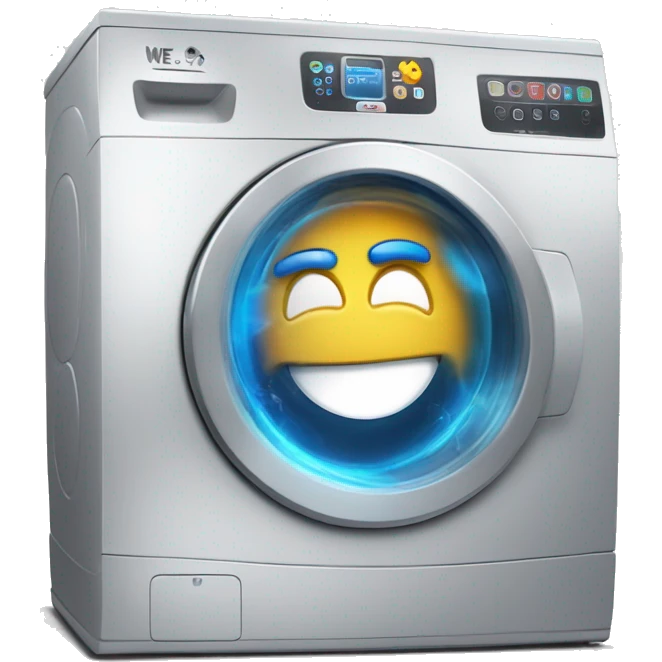 we are electromenager brand, the icon is a washing machine. We want to create a washing machine with smile, thumb up, angry, love,... emoji