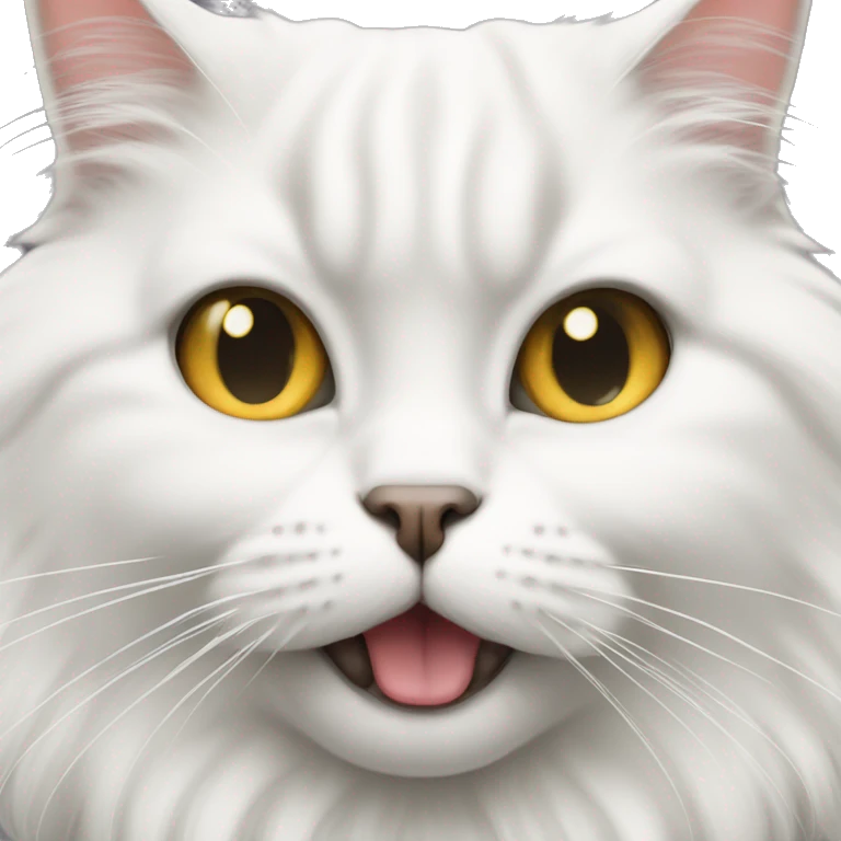 a white British longhair cat winking  emoji