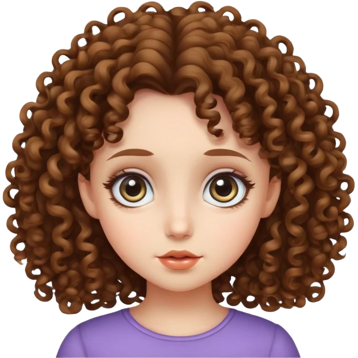 یک دختر با چشمای درشت و موهای فر emoji