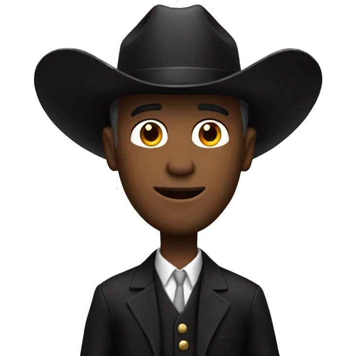 White man in a black suit with a cowboy hat emoji