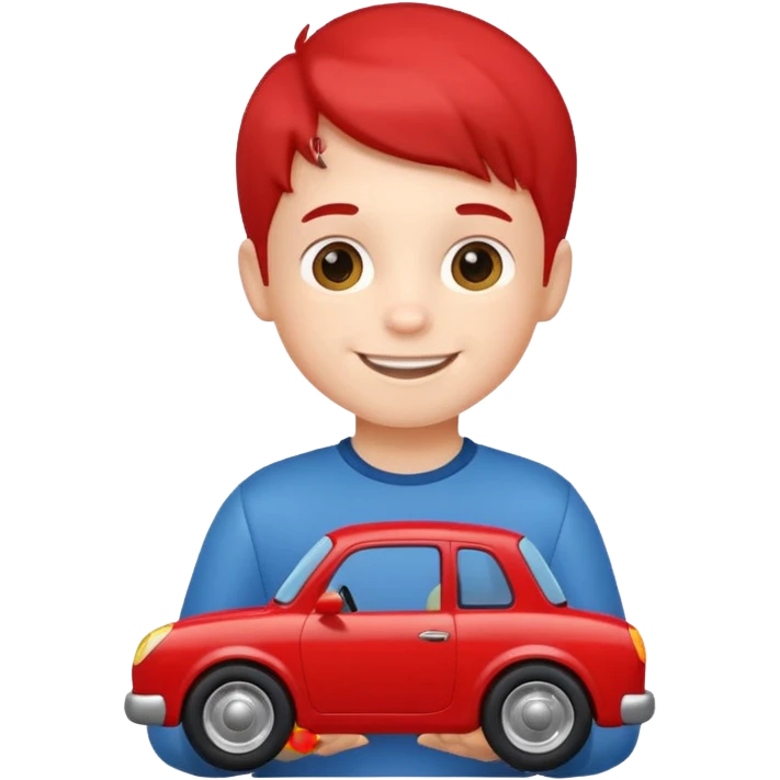 little boy with car toy on his hand
 emoji