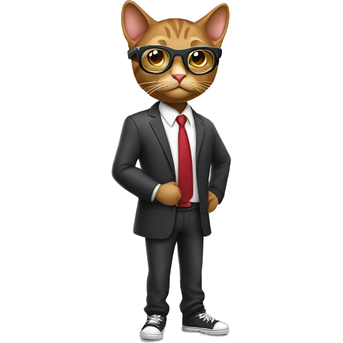 Mulatto hiphop confident business young adult cat pfp with smart glasses emoji