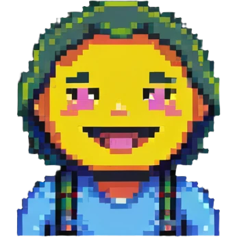 pixel art man with a happy expression emoji