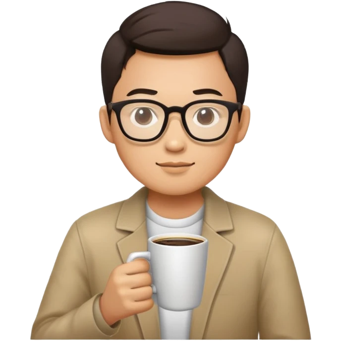 asian man drinking and coding emoji
