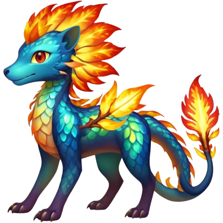 Elemental Exotic Tropical Celestial Fiery Sparky Fierce Flaming Viney Vinal Dusky Aurorus-Amaura-Auroras-Pokémon-Fakémon-creature emoji