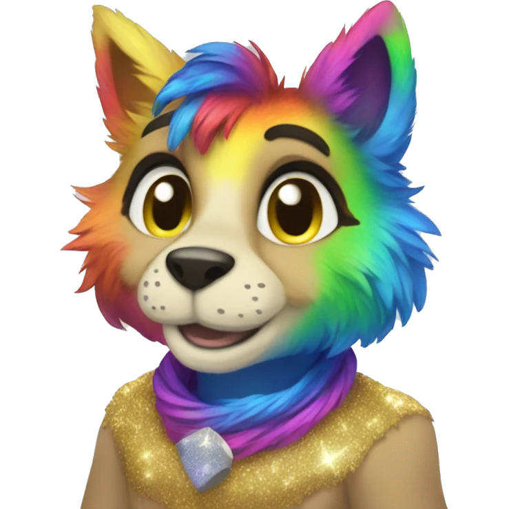 Furry, sparkle, rainbow, animal, anthro, full body, fursona emoji