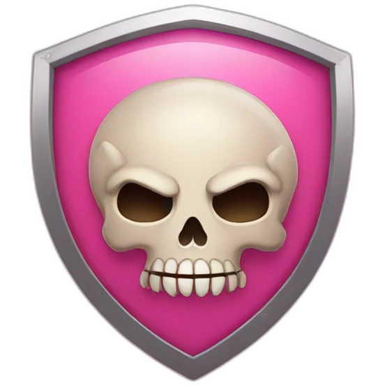 cartoon skull on a pink shield emoji