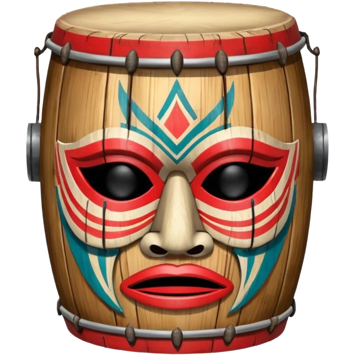 Drum Mask – Mask shaped with drum top, tribal style. emoji