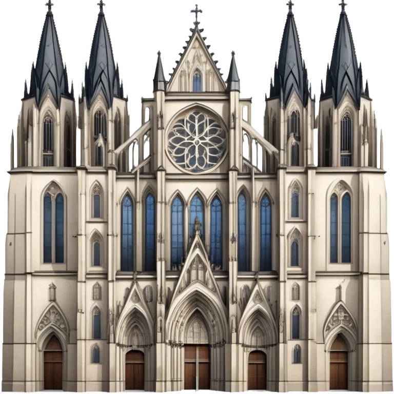 Cinematic Realistic Cologne Cathedral Landmark Emoji, showcasing Gothic architecture rendered with detailed stone textures and majestic, dynamic lighting. two tall towers on either side emoji