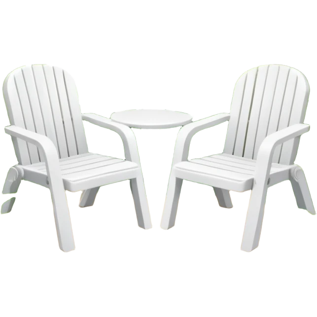 2 white Plastic chairs in jungle paradise emoji
