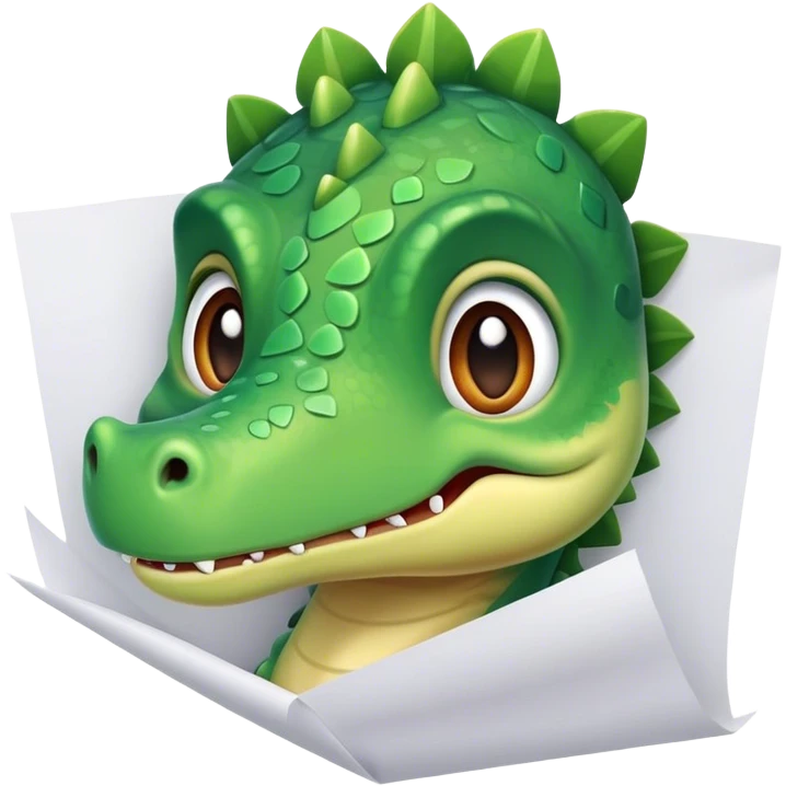 baby dinosaur face with papers emoji