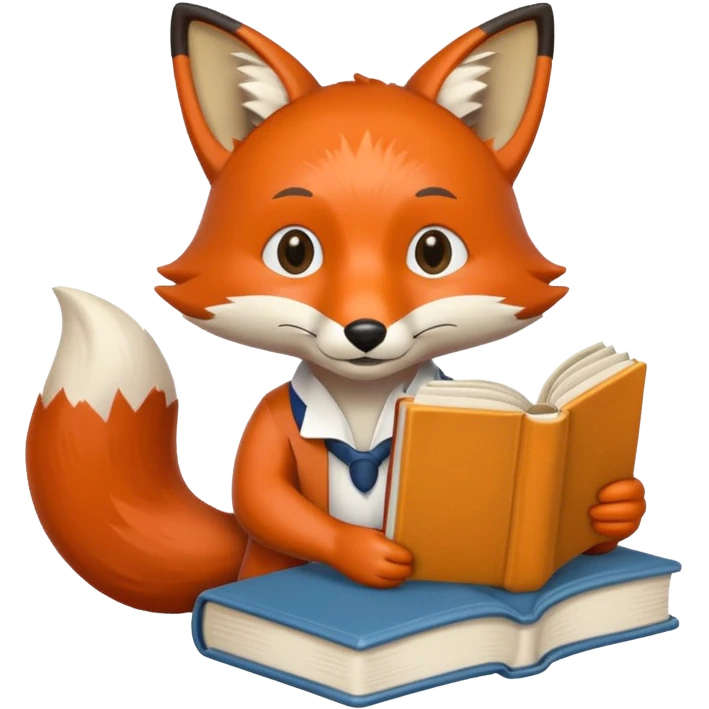 student fox with book emoji