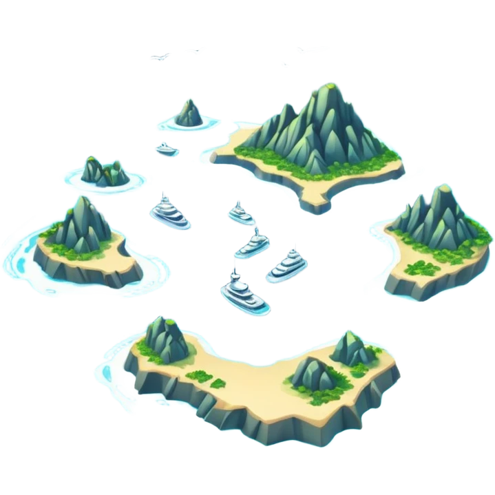 futuristic sea map with islands emoji