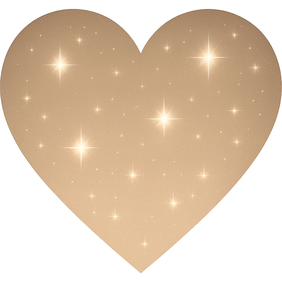 Modify the heart with a night sky gradient to beige night theme with a beige gradient, more stars, and a soft glow. Remove the background entirely  emoji