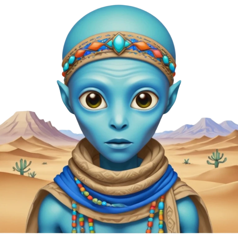 alien living in desert, colorful, accessories, just face  emoji