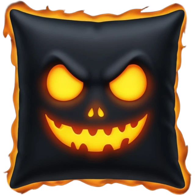 a black  pillow with dark aura coming out of it with a scary face  emoji