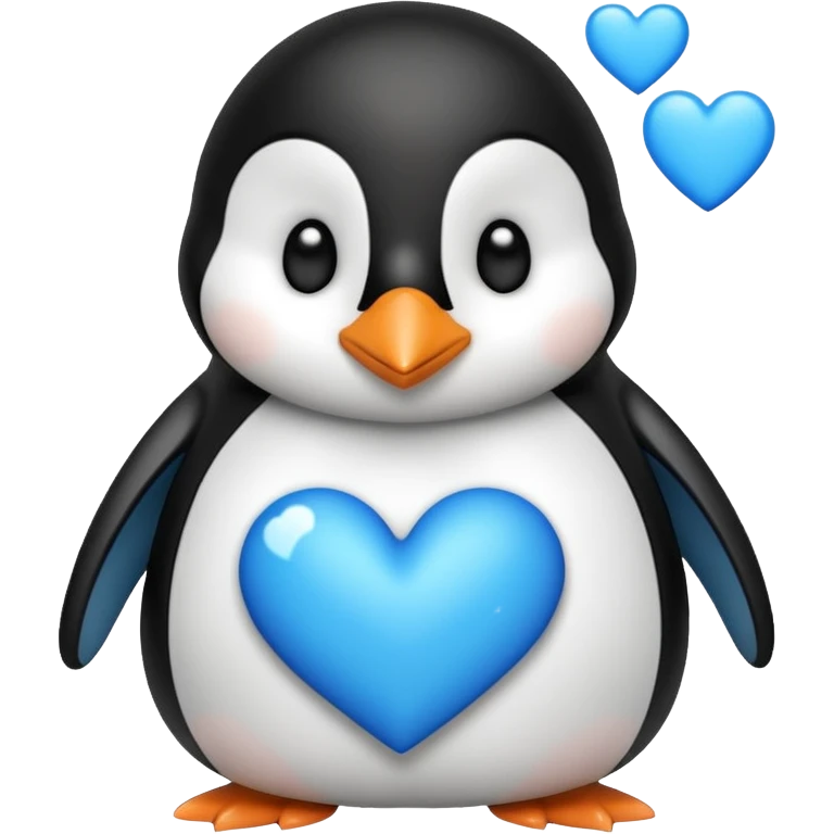 loving penguin whit blue hearts emoji