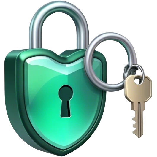 Holographic and glassmorphic dark green lock emoji