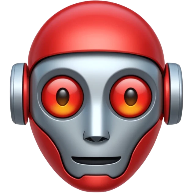 A robot head in emoji style, red color emoji
