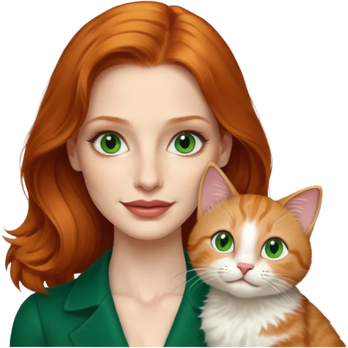 Jessica Chastain, with cute cat emoji