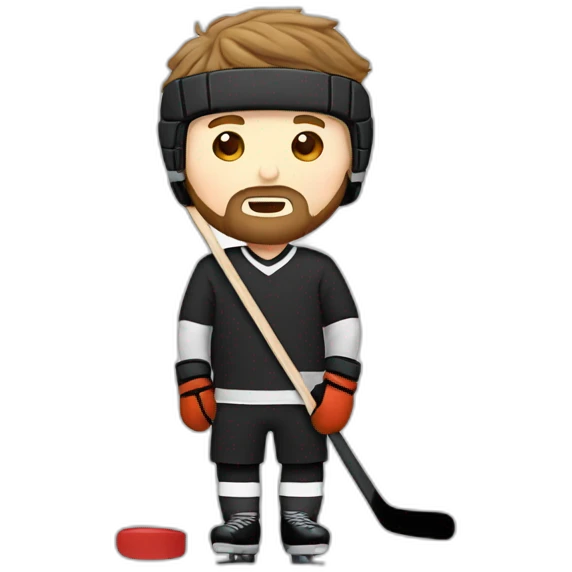 average white guy with a beard attempts to play hockey emoji