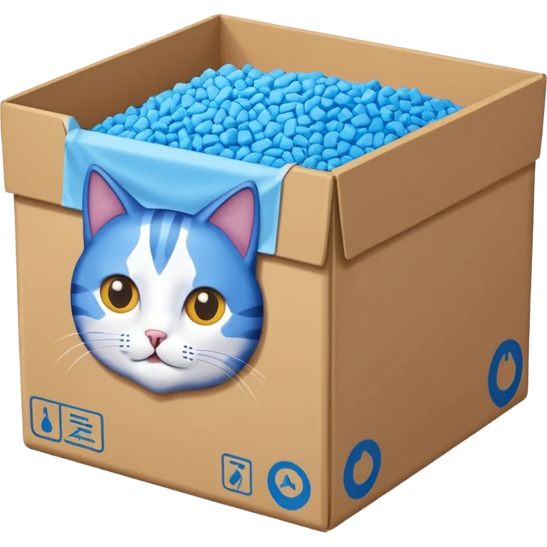 a cardbox of cat litter (blue) emoji
