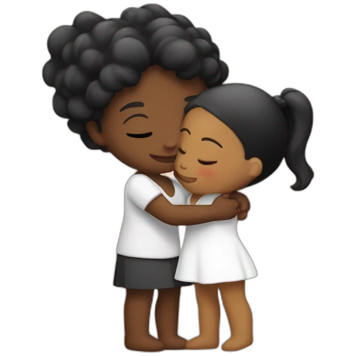 abrazo entre chica negra y blanco calvo emoji