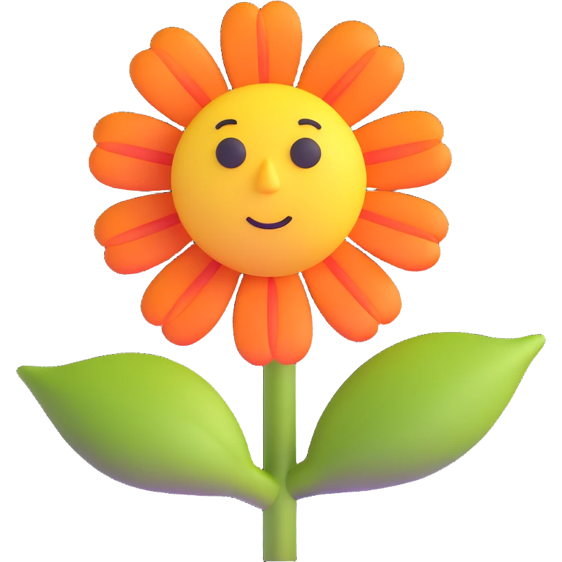 sad flower with a sad face emoji