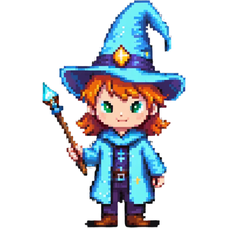 wizard kid with pointy hat and magic wand emoji