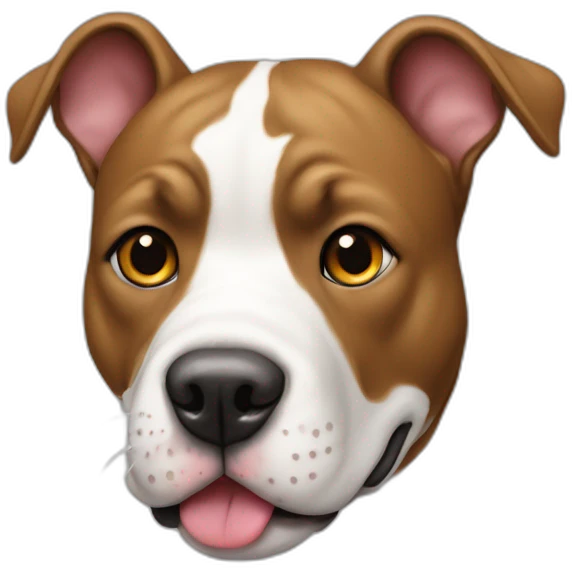 Perro pintbull completamente blanco blanco con mancuerna en la boca emoji
