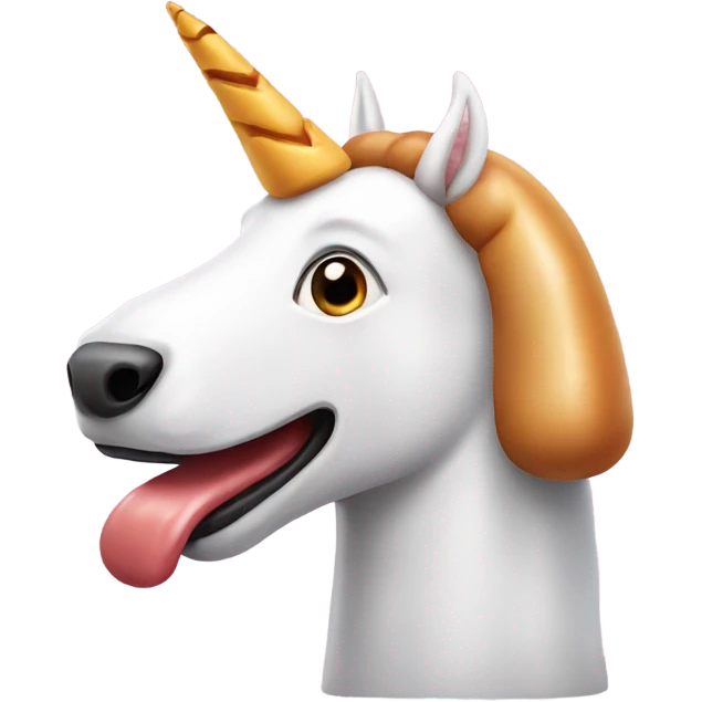Unicorn with a hotdog dog horn emoji