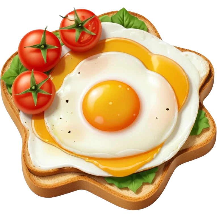 Make toast and egg and cherry tomato on it emoji