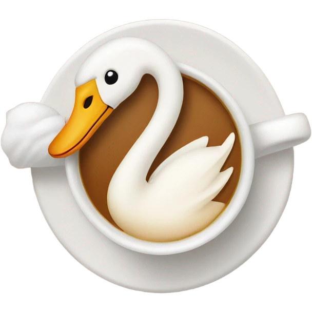 Cup of coffe with a latte art swan  emoji