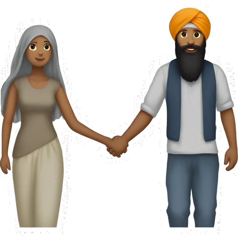 A sikh holding hands with his girlfriend. emoji