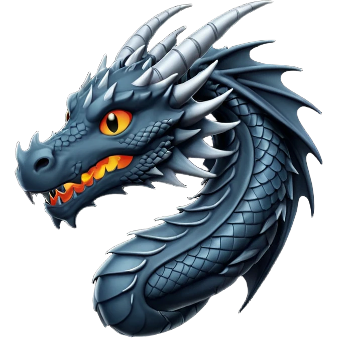 iOS emoji, minimal dragon symbol, dark fantasy, line icon emoji