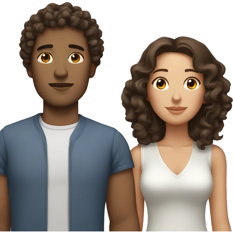 Brunette man and curly brunette woman asleep emoji