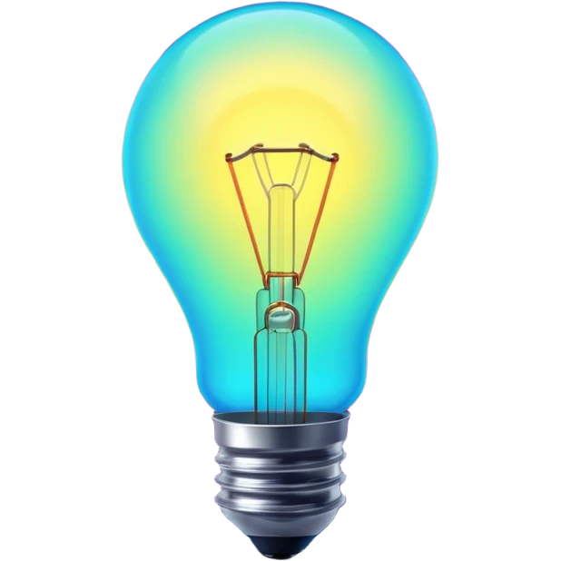 Generate a high-quality image of a glowing neon light bulb, bright vibrant colors, realistic glow effect, smooth gradient colors, no human figures, no facial features, no brand markings, simple dark background, high-reso

 emoji