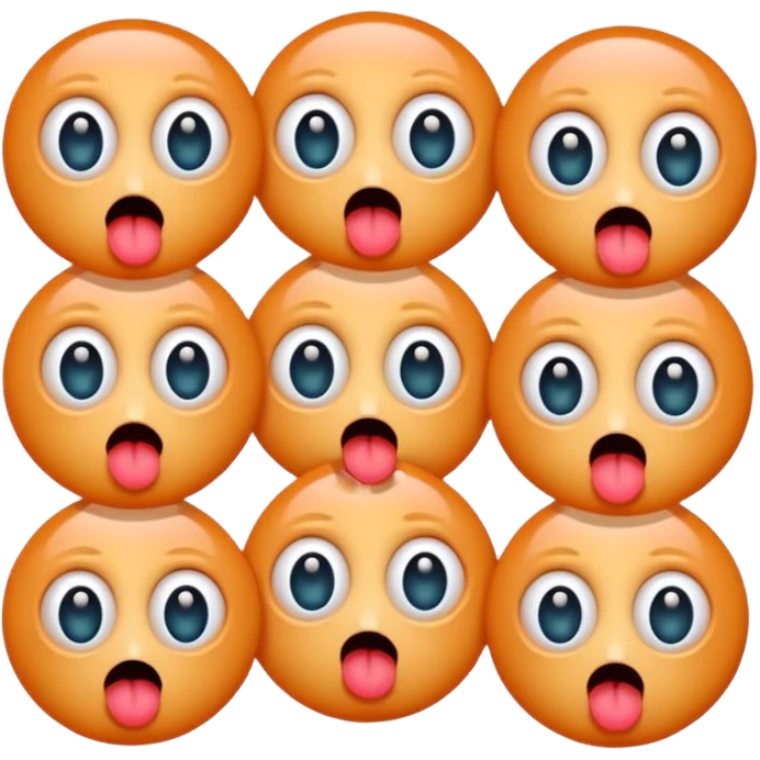 A group of germs all with their tongues out abd big eyes blushing emoji