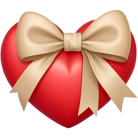 red heart with beige bow emoji