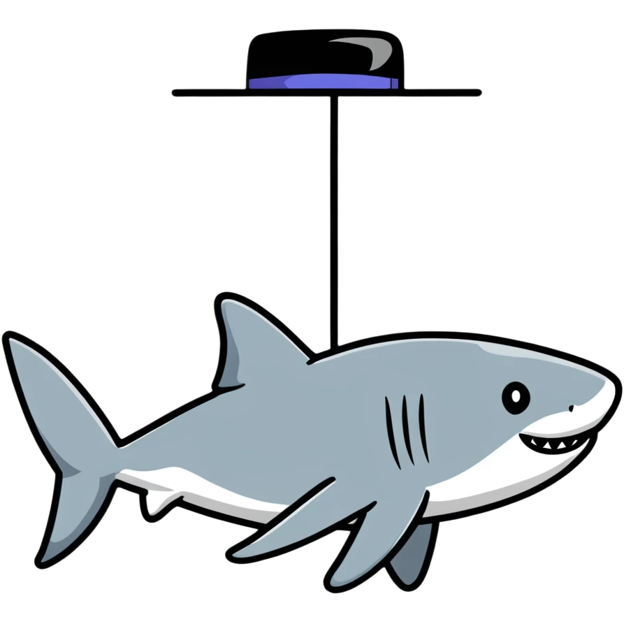 Shark with a top hat emoji